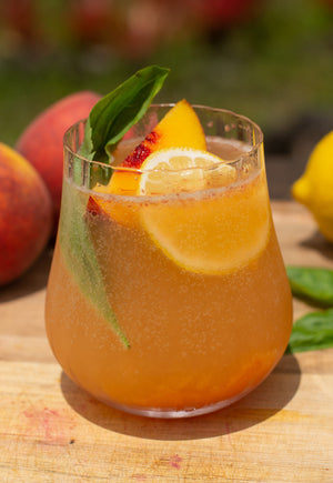 Hot Honey Peach Basil Spritz