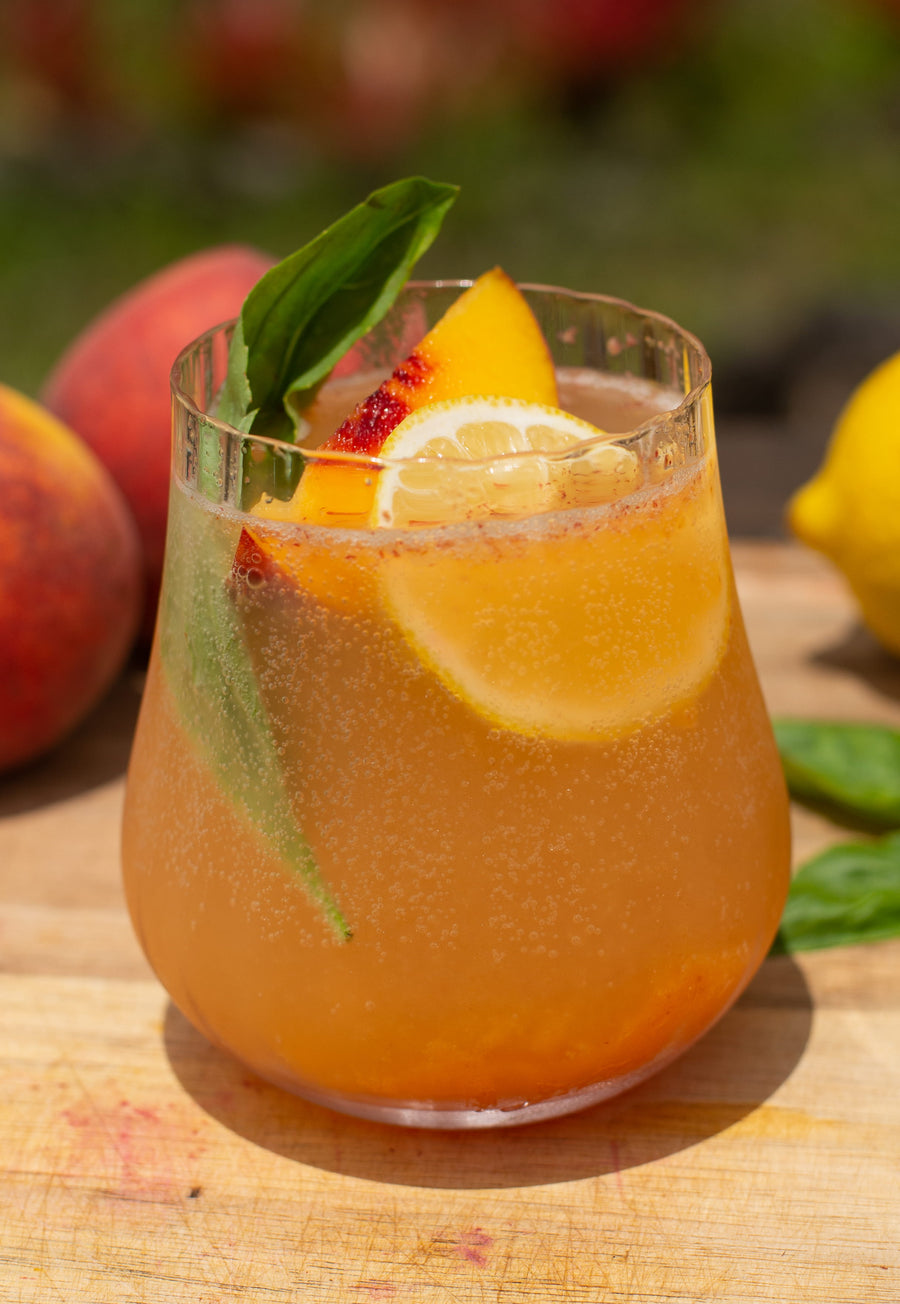 Hot Honey Peach Basil Spritz