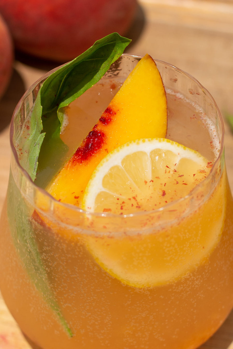Hot Honey Peach Basil Spritz